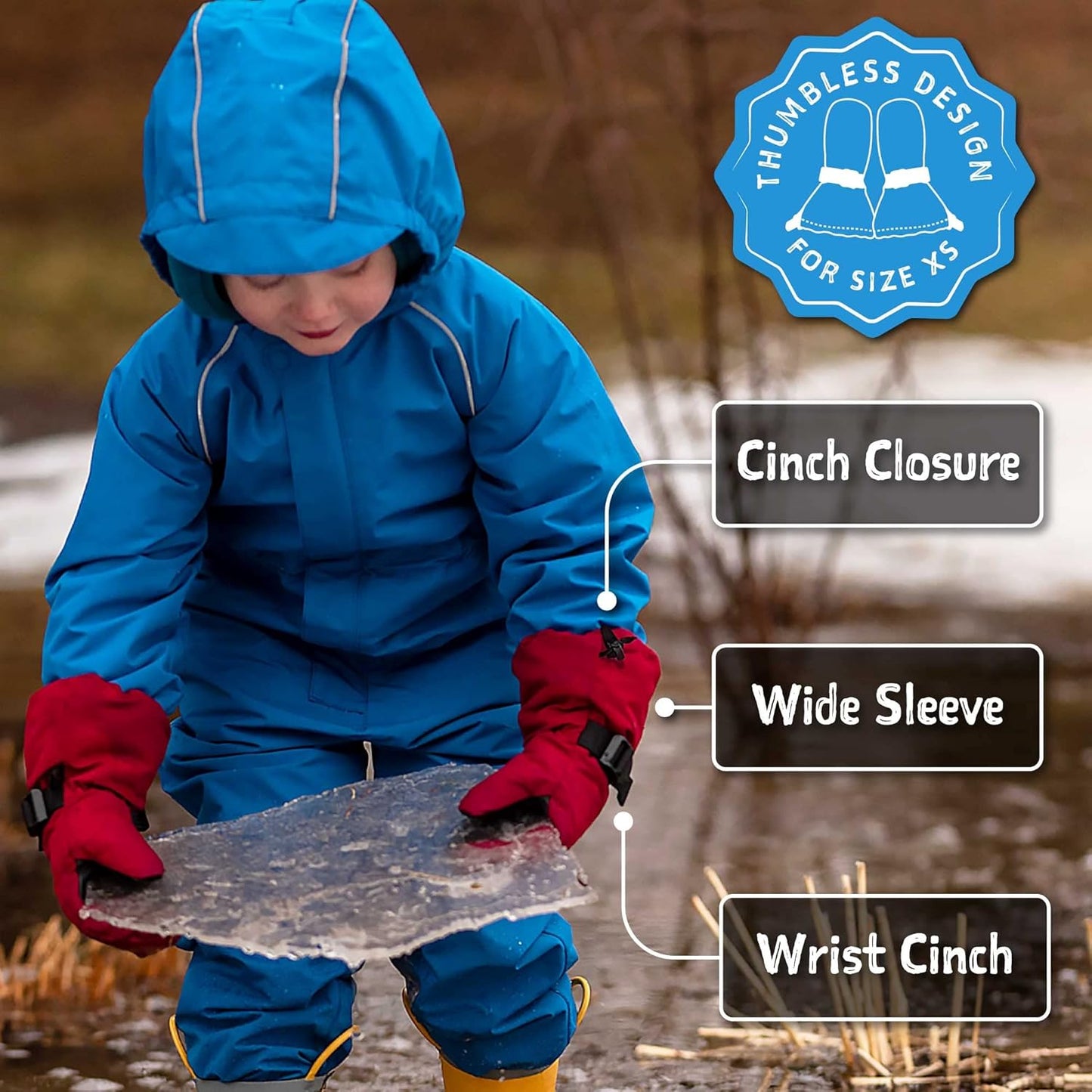Girls’ Insulated Waterproof Snow Mittens for Toddler and Kids