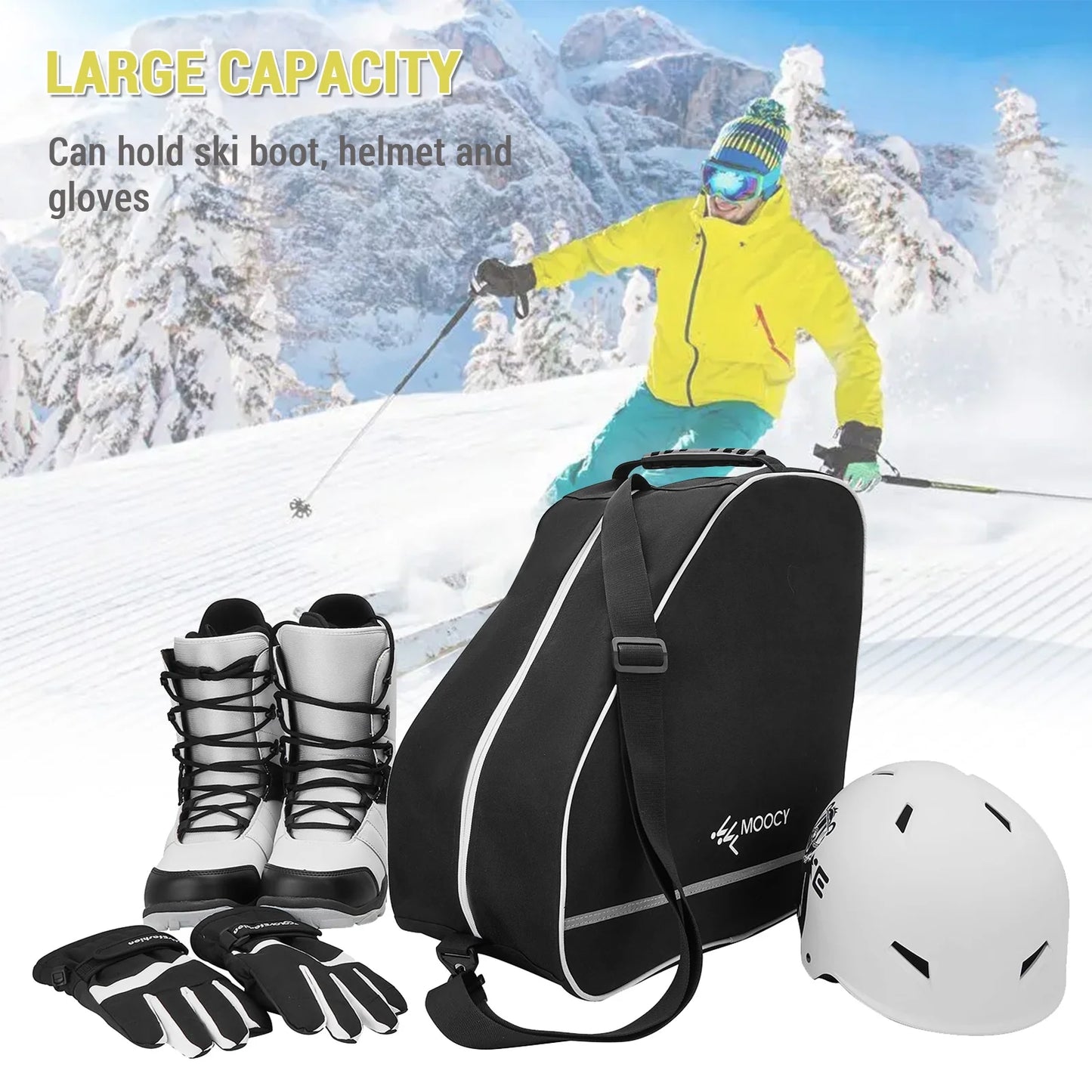 Ski Boot Bag -Ski Boots Snowboard Boots Bag Waterproof Travel Boot Bag for Ski Helmets, Goggles, Gloves, Ski Apparel & Boot Storage