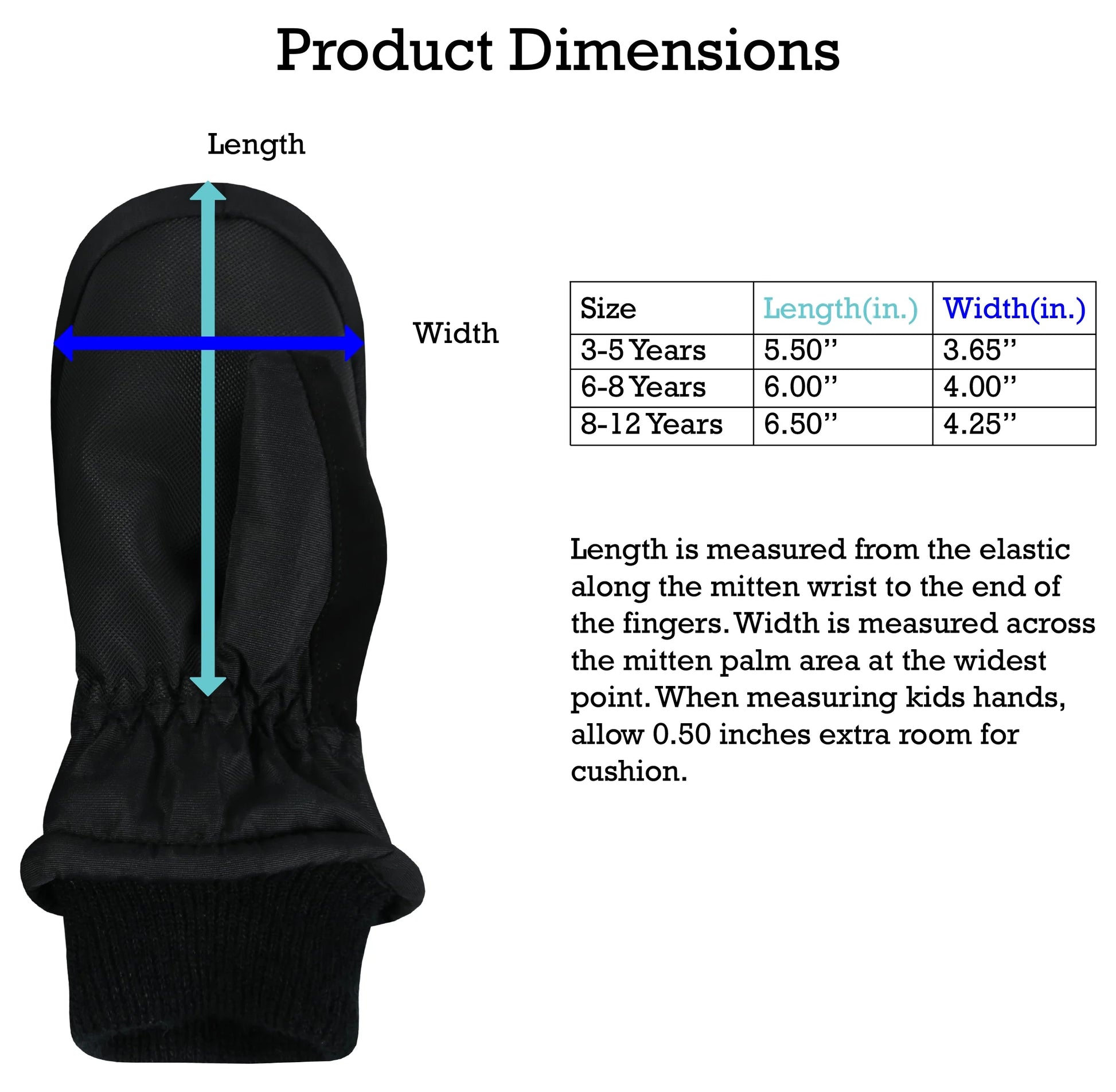 Kids Waterproof Thinsulate Mittens Skeleton Snow Winter Warm Boys Children Black