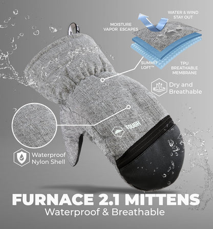 Winter Ski Mittens for Men & Women - Warm Insulated Waterproof Snow Mittens for Cold Weather and Snowboarding