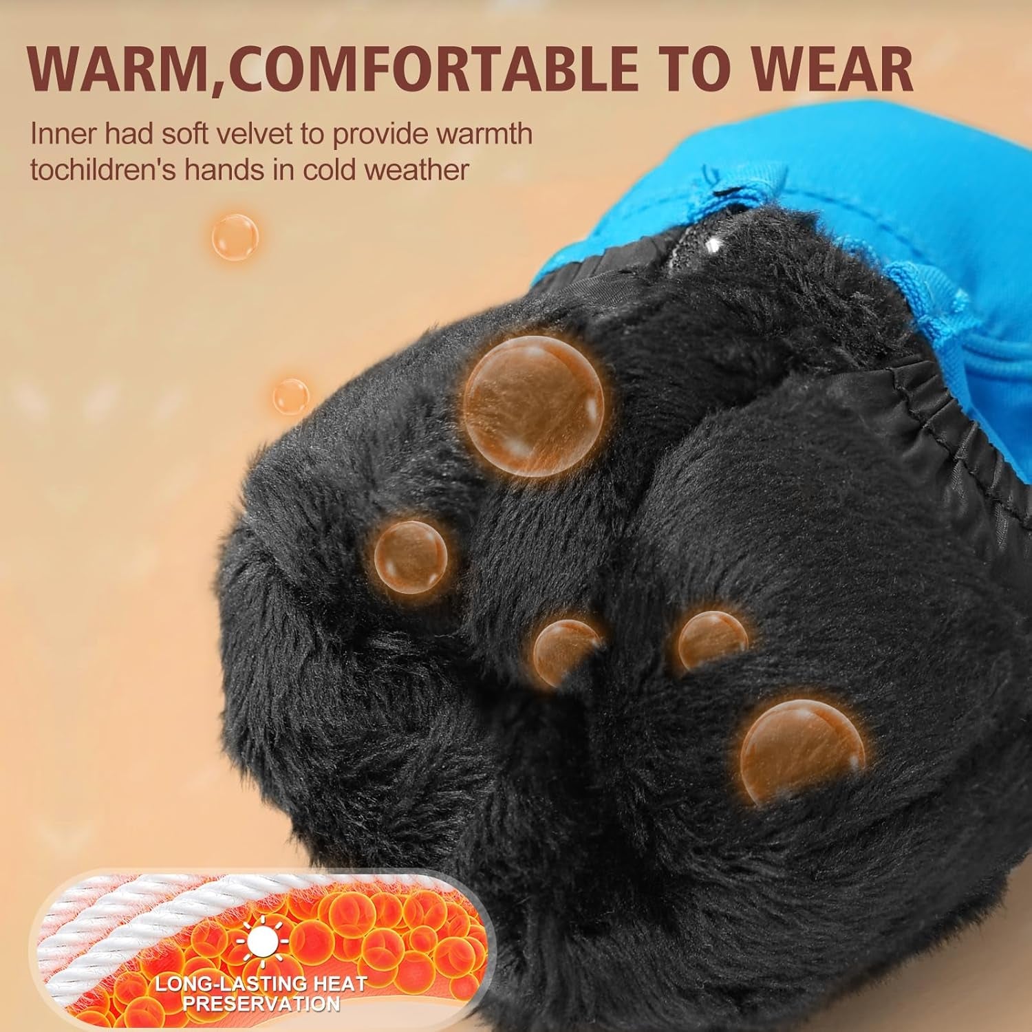 Kids Ski Mittens Gloves Waterproof&Breathable Winter Warm Snow Gloves for Ages 1-10 Toddler Baby Girls and Boys