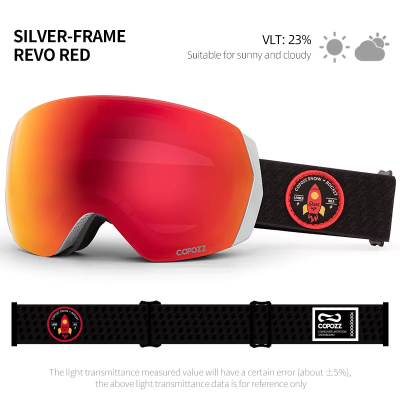Ski Goggles Men Women UV400 Anti-Fog Ski Eyewear Snow Glasses Adult Snowboard Goggle with Night Yellow Lens and Case Set