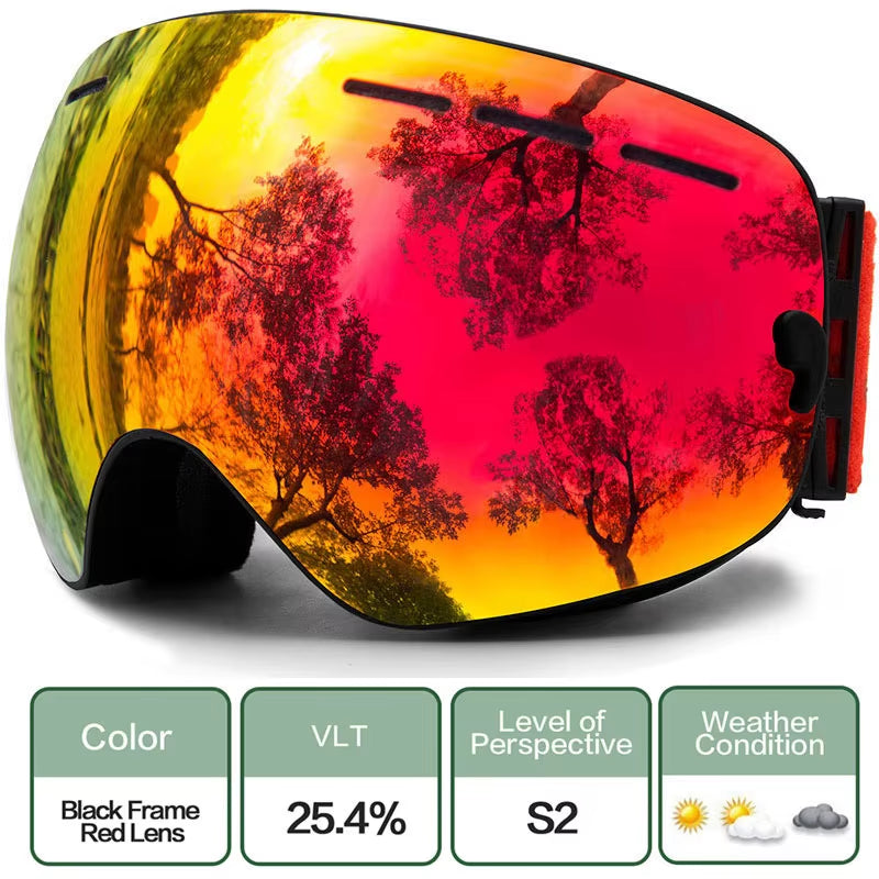 Ski Goggles,Winter Snow Sports Goggles with Anti-Fog UV Protection for Men Women Youth Interchangeable Lens - Premium Goggles