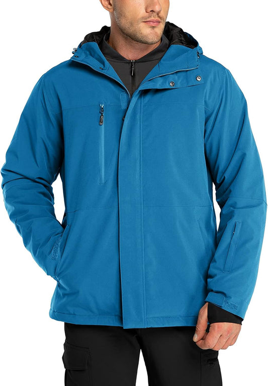 Mens Ski Jacket Waterproof Insulated Snow Jacket, Mountain Breathable Winter Jackets for Men Ski Snowboard Coat