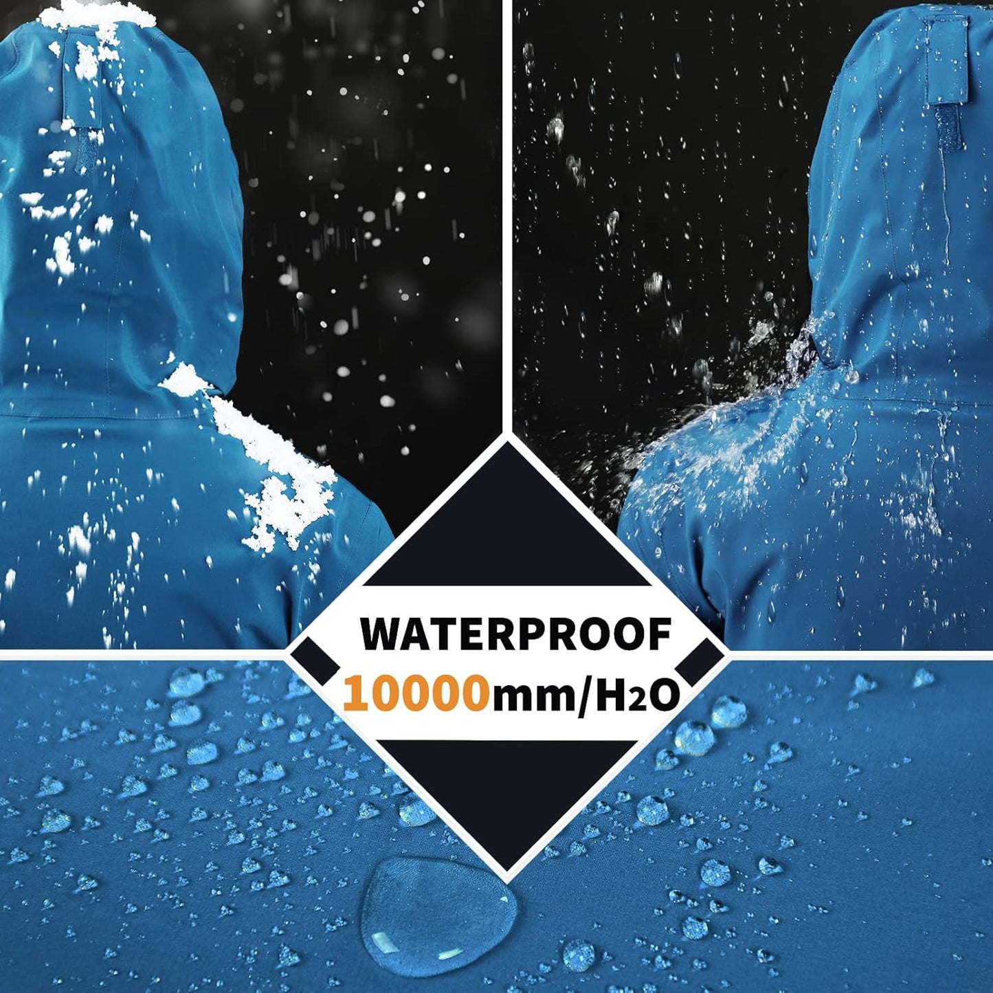Mens Ski Jacket Waterproof Insulated Snow Jacket, Mountain Breathable Winter Jackets for Men Ski Snowboard Coat