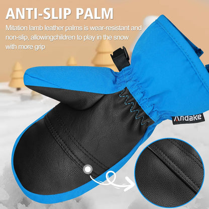 Kids Ski Mittens Gloves Waterproof&Breathable Winter Warm Snow Gloves for Ages 1-10 Toddler Baby Girls and Boys