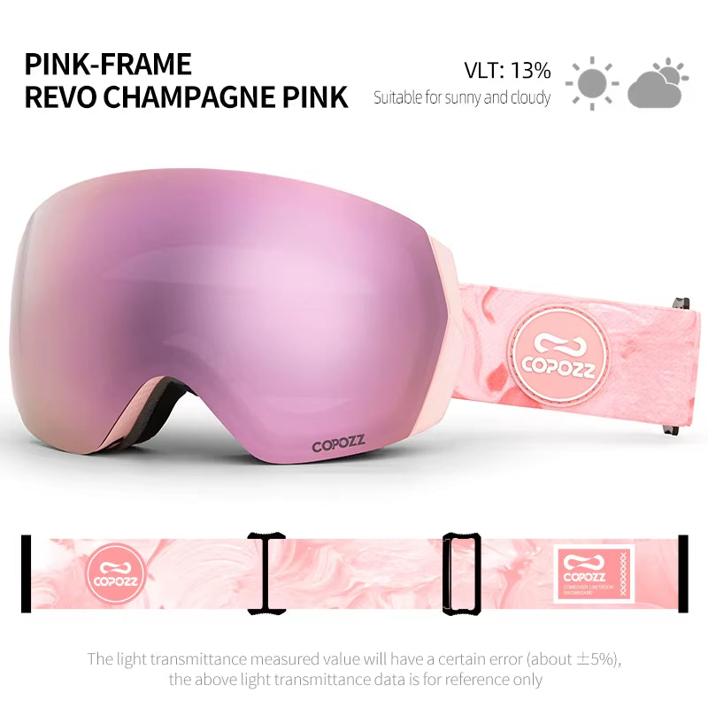 Ski Goggles Men Women UV400 Anti-Fog Ski Eyewear Snow Glasses Adult Snowboard Goggle with Night Yellow Lens and Case Set