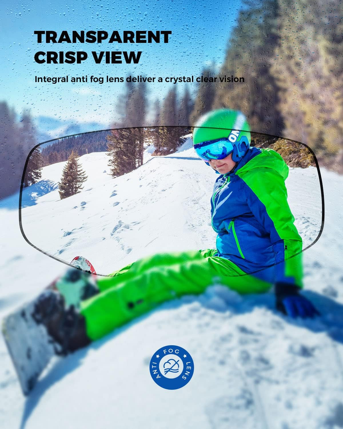 Kids Ski Goggles, Anti-Fog UV Protection Snowboard Snow Goggles Boys Girls
