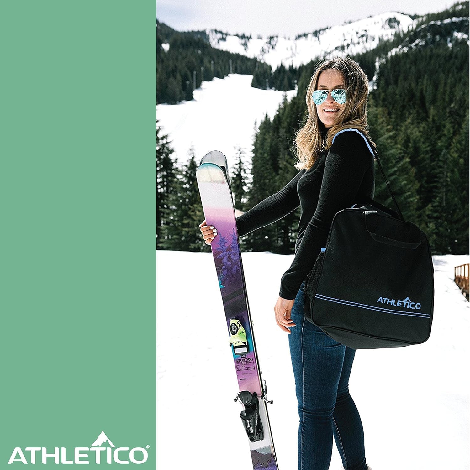 Ski Bag and Ski Boot Bag Combo - Ski Bags for Air Travel - Unpadded Snow Ski Bags Fit Skis up to 200Cm - for Men, Women, Adults, and Children