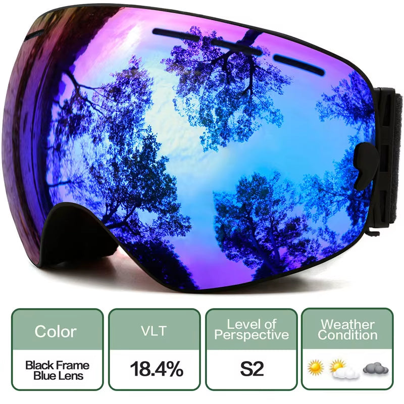 Ski Goggles,Winter Snow Sports Goggles with Anti-Fog UV Protection for Men Women Youth Interchangeable Lens - Premium Goggles