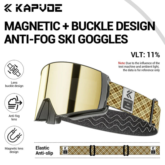 Winter Professional Men Women Ski Goggles Set Magnetic Quick-Change Double Layers Anti-Fog Snowboard Goggles Adults