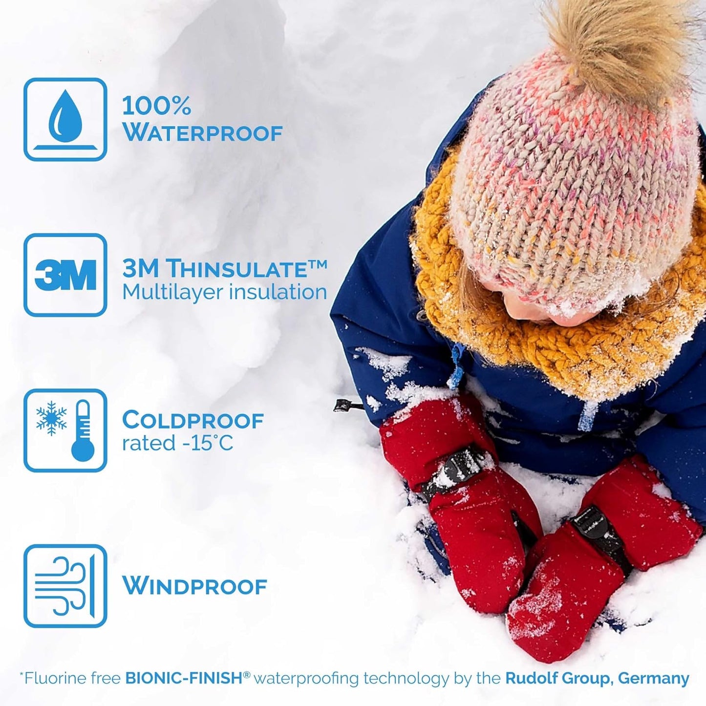Girls’ Insulated Waterproof Snow Mittens for Toddler and Kids
