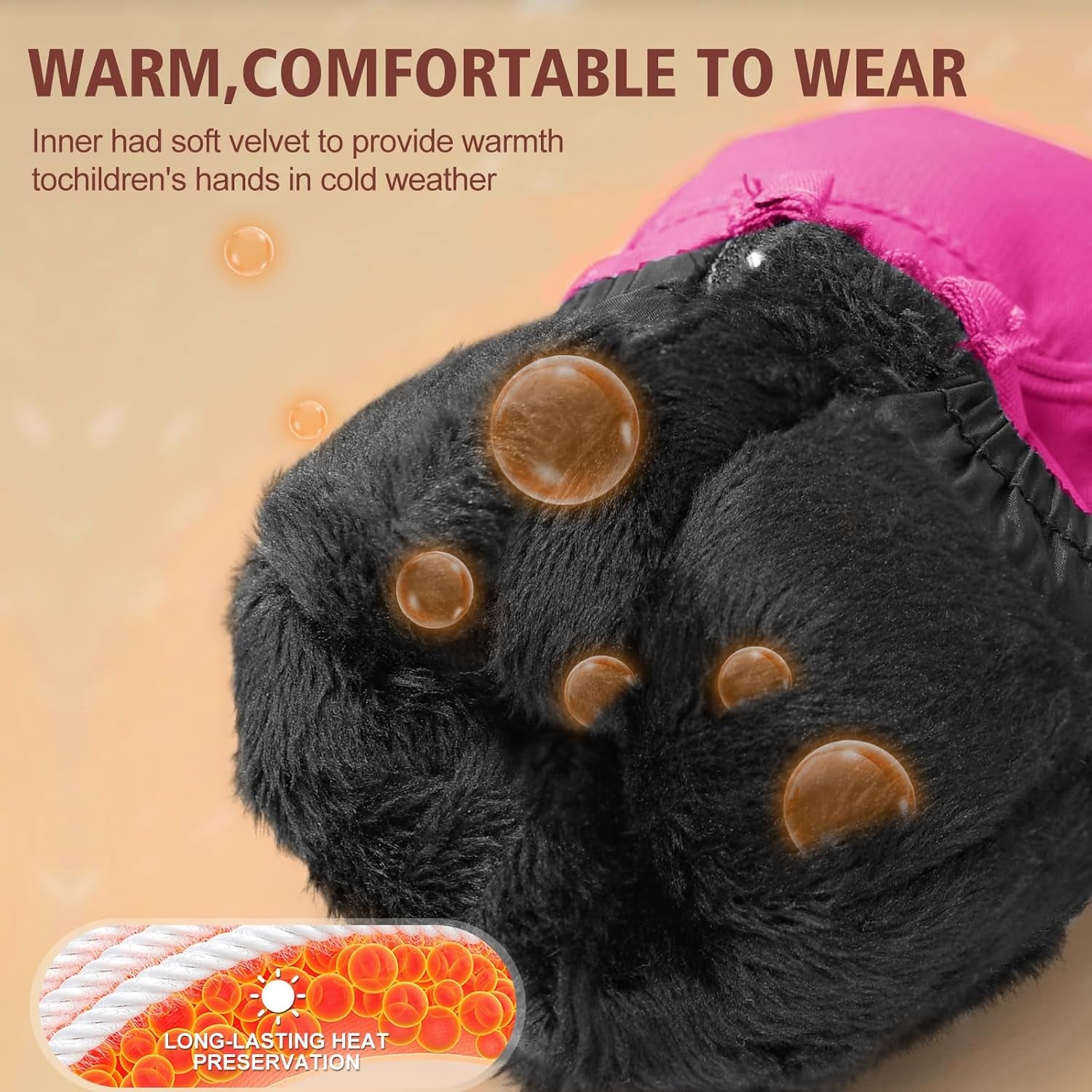 Kids Ski Mittens Gloves Waterproof&Breathable Winter Warm Snow Gloves for Ages 1-10 Toddler Baby Girls and Boys