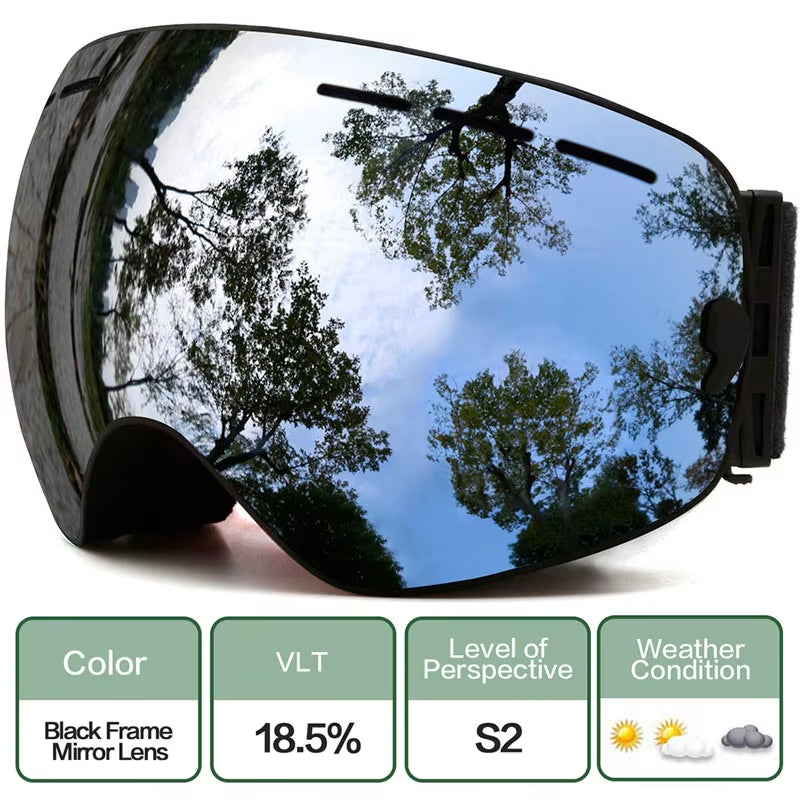 Ski Goggles,Winter Snow Sports Goggles with Anti-Fog UV Protection for Men Women Youth Interchangeable Lens - Premium Goggles