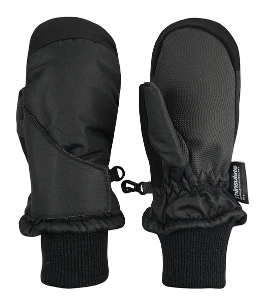 Kids Unisex Thinsulate Waterproof Winter Snow Mittens Insulated Toddler Male Black