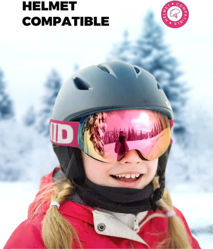 Kids Ski Goggles, Anti-Fog UV Protection Snowboard Snow Goggles Boys Girls