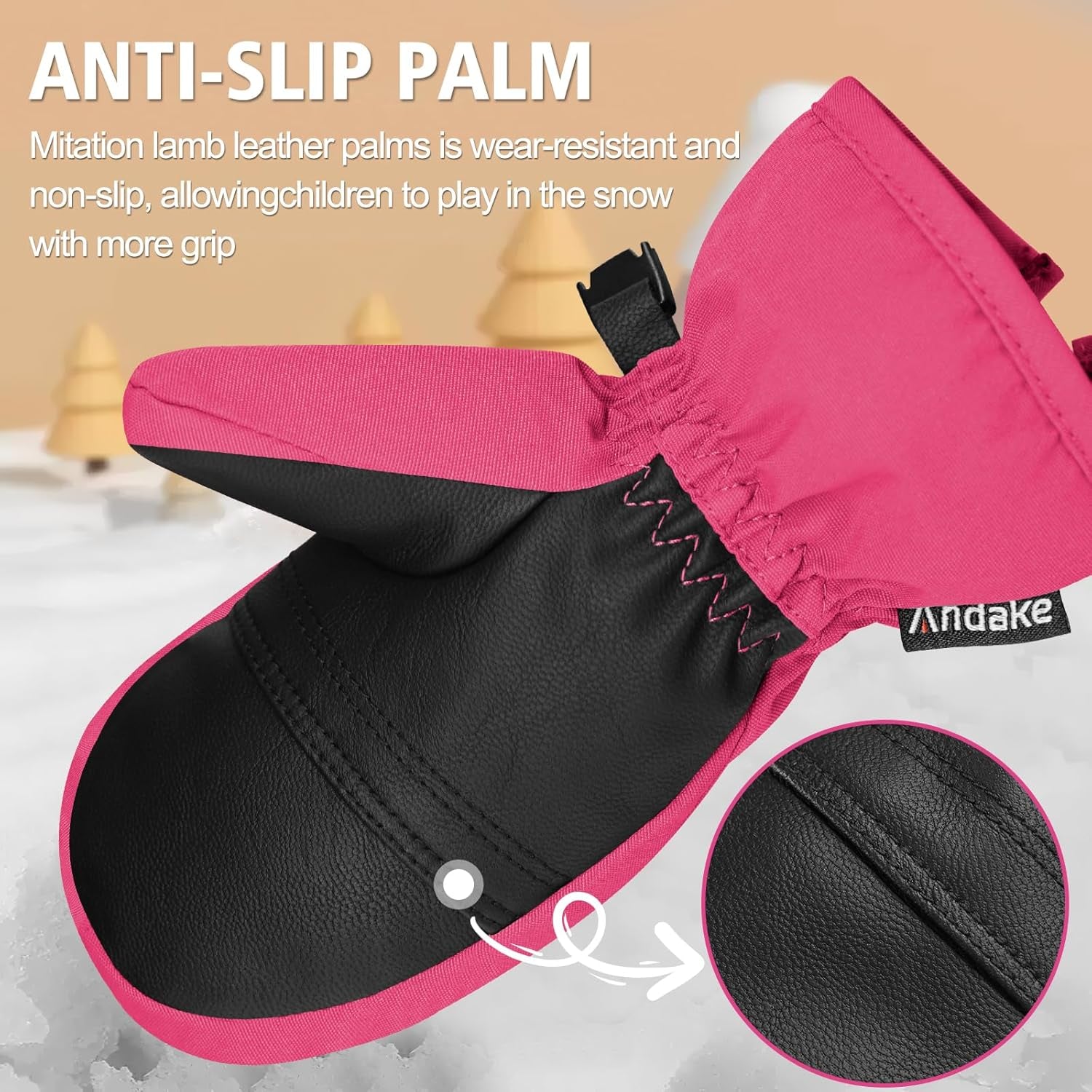 Kids Ski Mittens Gloves Waterproof&Breathable Winter Warm Snow Gloves for Ages 1-10 Toddler Baby Girls and Boys