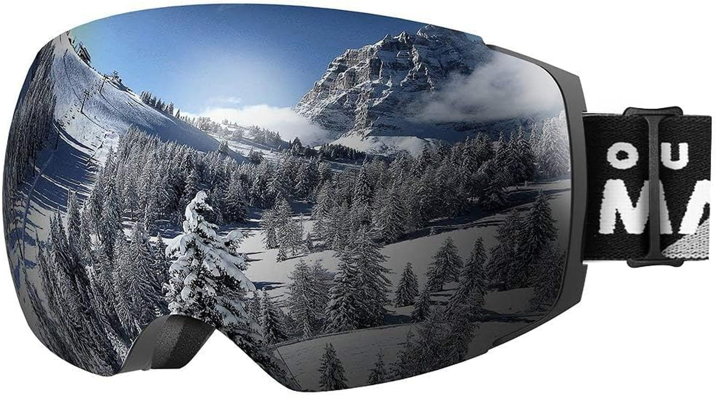 Ski Goggles PRO - Frameless, Interchangeable Lens 100% UV400 Protection Snow Goggles for Men & Women