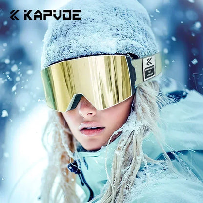 Winter Professional Men Women Ski Goggles Set Magnetic Quick-Change Double Layers Anti-Fog Snowboard Goggles Adults