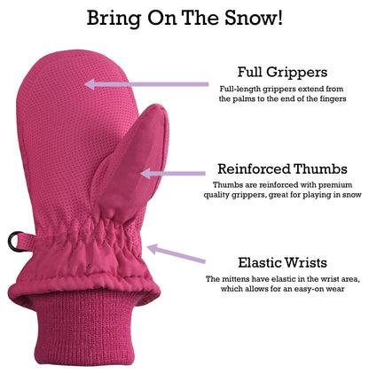 Kids Toddler Waterproof Thinsulate Mittens Winter Snow Boys Girls Easy-On Female Pink