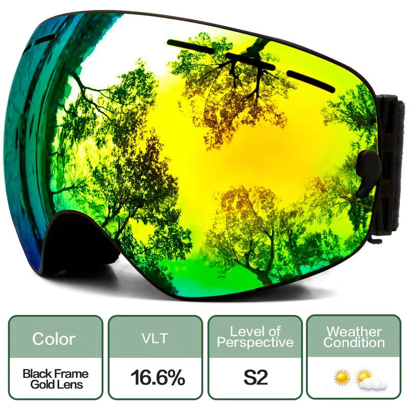 Ski Goggles,Winter Snow Sports Goggles with Anti-Fog UV Protection for Men Women Youth Interchangeable Lens - Premium Goggles