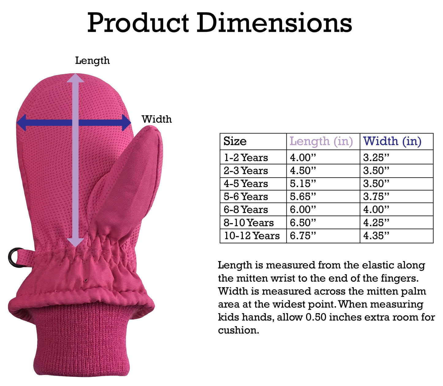 Kids Toddler Waterproof Thinsulate Mittens Winter Snow Boys Girls Easy-On Female Pink