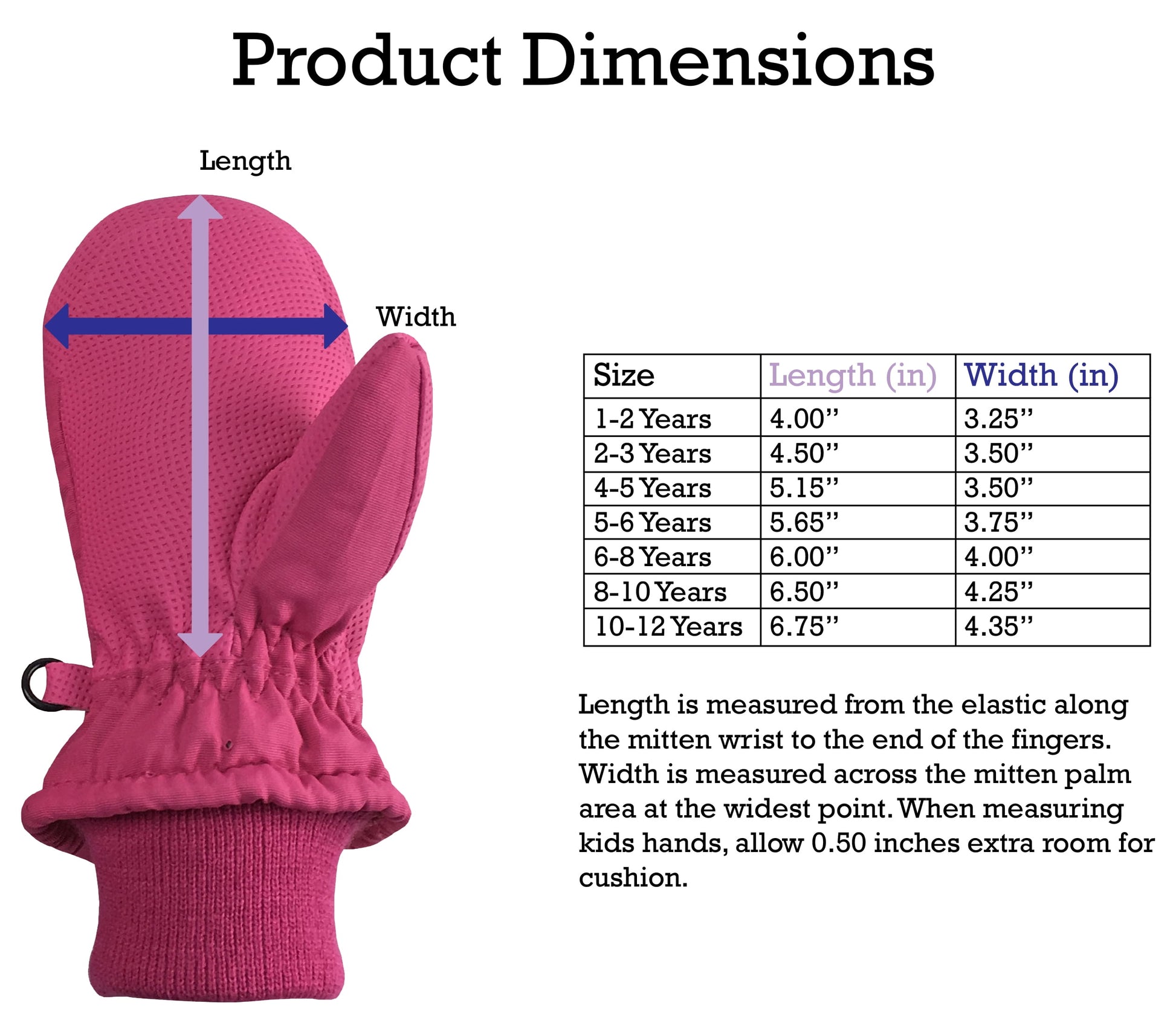 Kids Toddler Waterproof Thinsulate Mittens Winter Snow Boys Girls Easy-On Female Pink