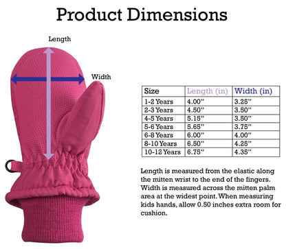 Kids Toddler Waterproof Thinsulate Mittens Winter Snow Boys Girls Easy-On Female Pink