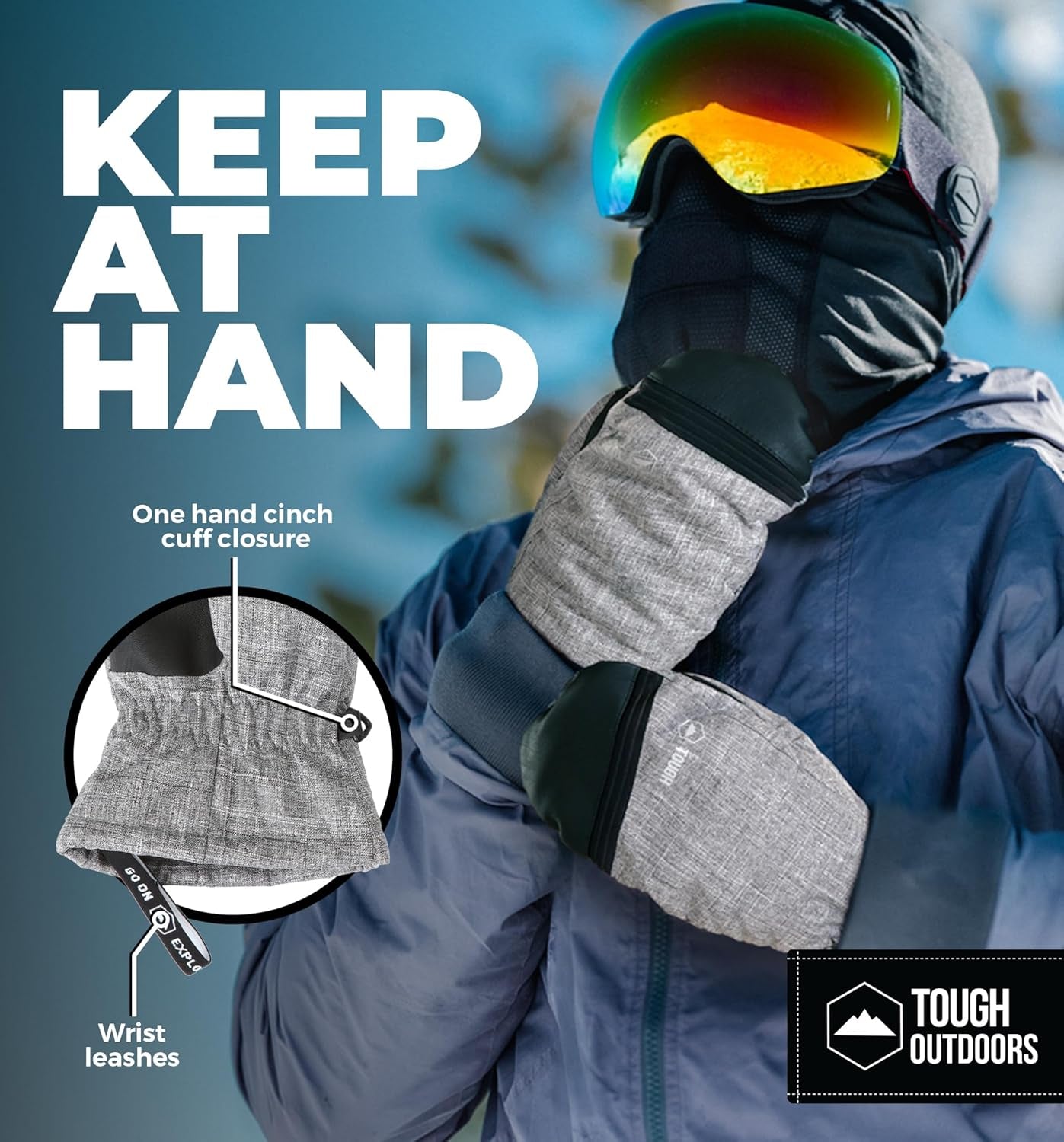 Winter Ski Mittens for Men & Women - Warm Insulated Waterproof Snow Mittens for Cold Weather and Snowboarding