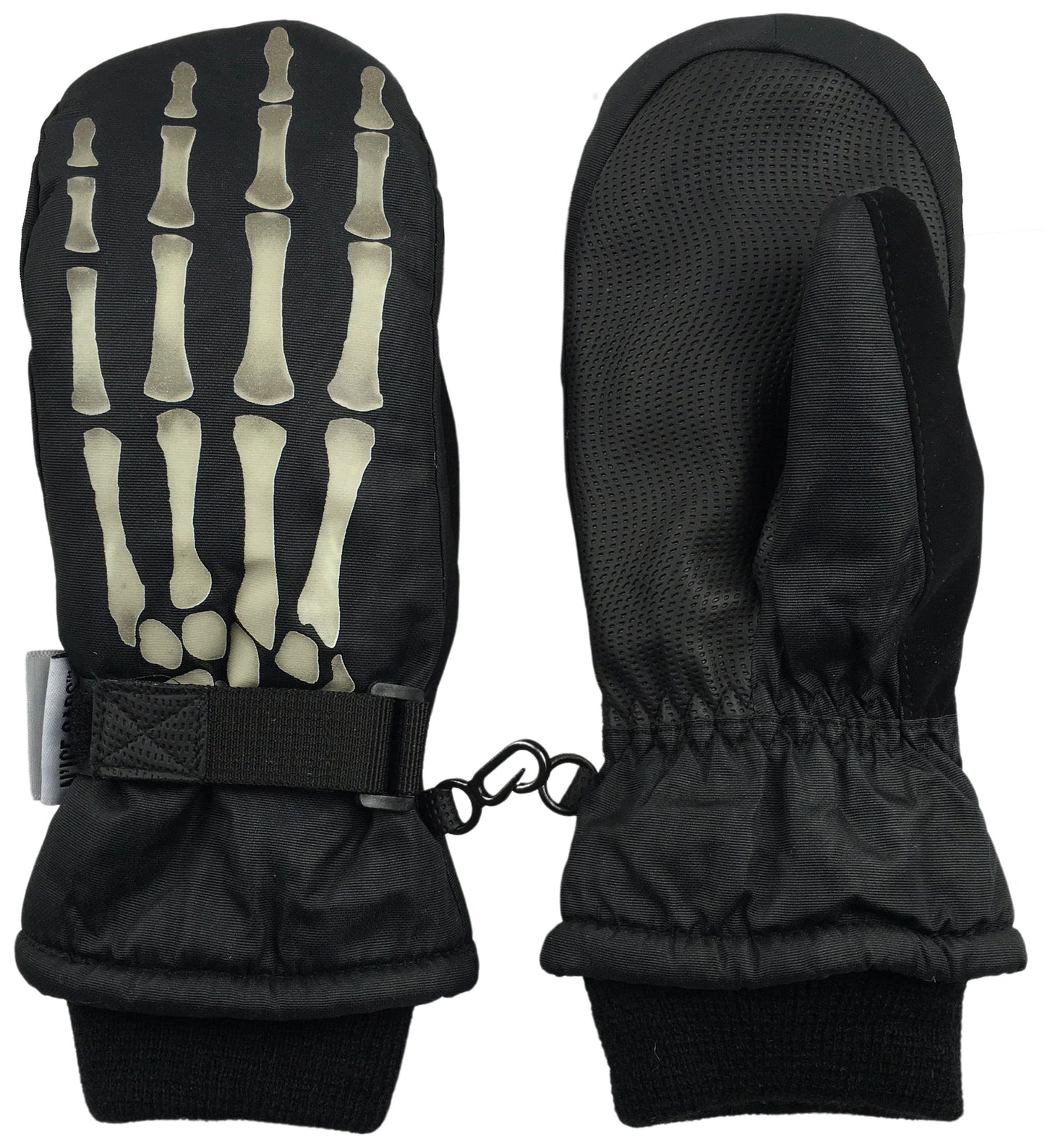 Kids Waterproof Thinsulate Mittens Skeleton Snow Winter Warm Boys Children Black