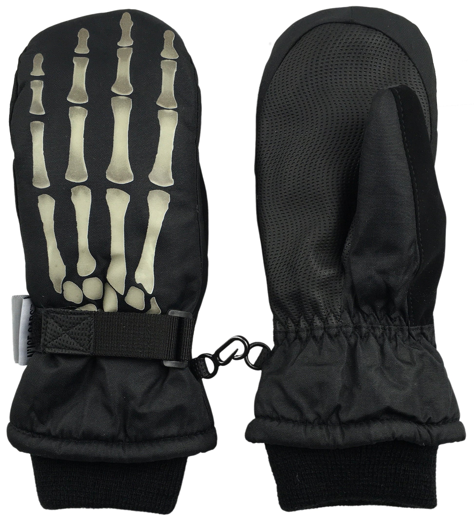 Kids Waterproof Thinsulate Mittens Skeleton Snow Winter Warm Boys Children Black