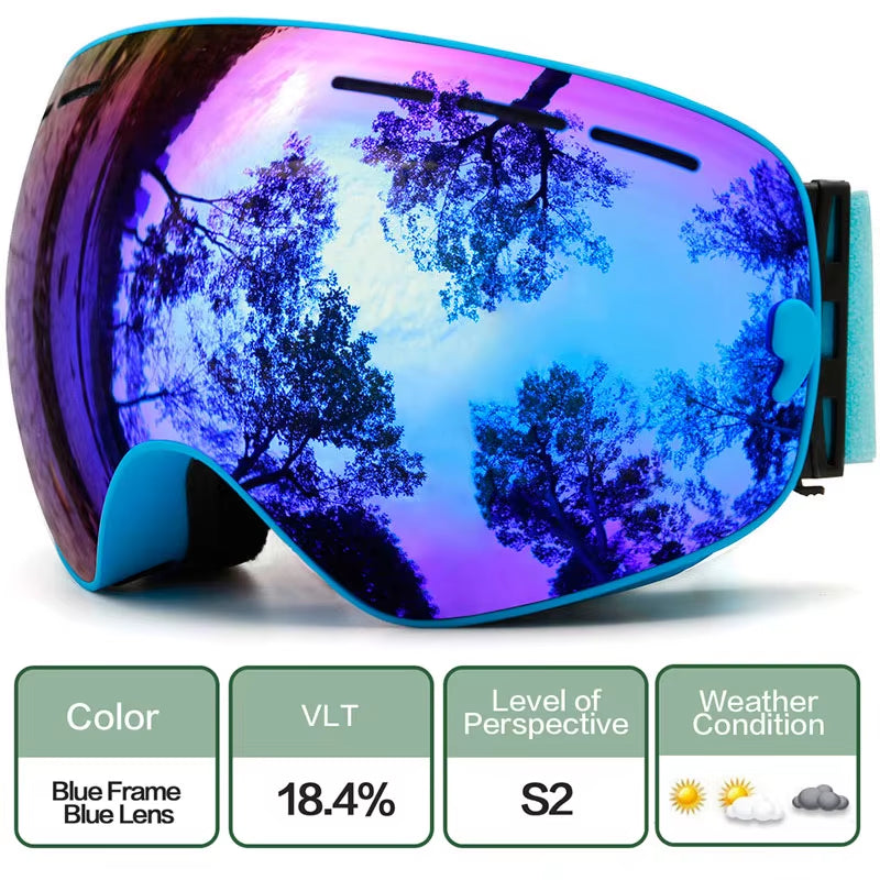 Ski Goggles,Winter Snow Sports Goggles with Anti-Fog UV Protection for Men Women Youth Interchangeable Lens - Premium Goggles