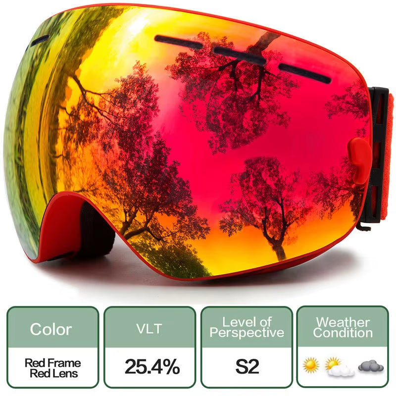 Ski Goggles,Winter Snow Sports Goggles with Anti-Fog UV Protection for Men Women Youth Interchangeable Lens - Premium Goggles