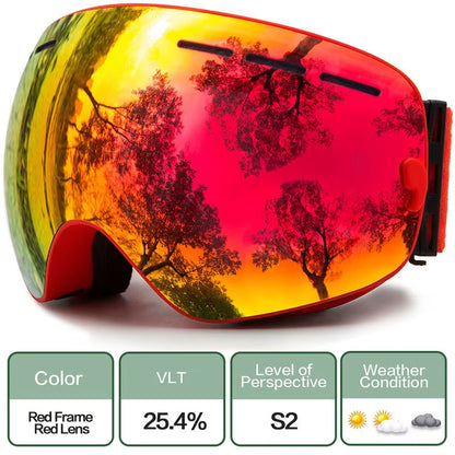 Ski Goggles,Winter Snow Sports Goggles with Anti-Fog UV Protection for Men Women Youth Interchangeable Lens - Premium Goggles