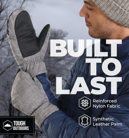 Winter Ski Mittens for Men & Women - Warm Insulated Waterproof Snow Mittens for Cold Weather and Snowboarding