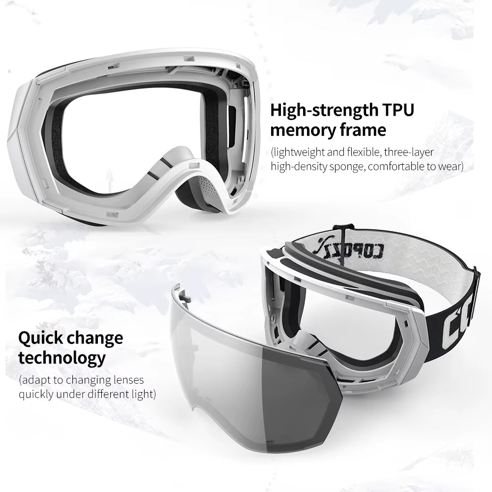 Ski Goggles Men Women UV400 Anti-Fog Ski Eyewear Snow Glasses Adult Snowboard Goggle with Night Yellow Lens and Case Set