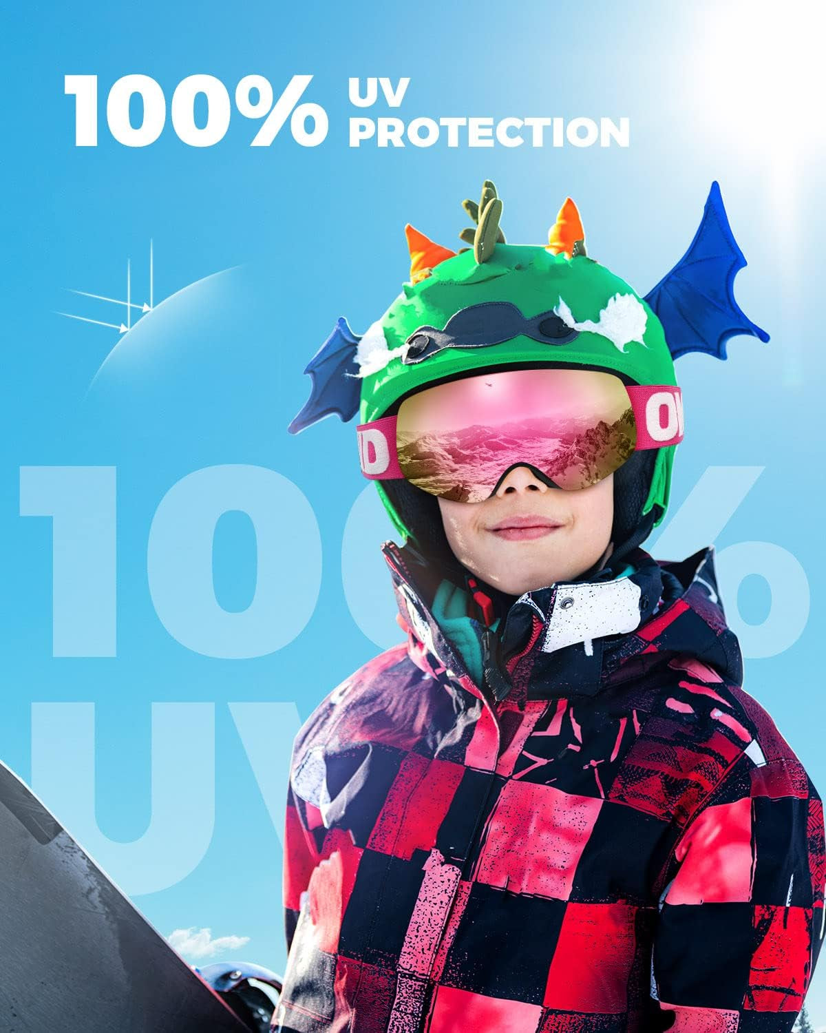Kids Ski Goggles, Anti-Fog UV Protection Snowboard Snow Goggles Boys Girls