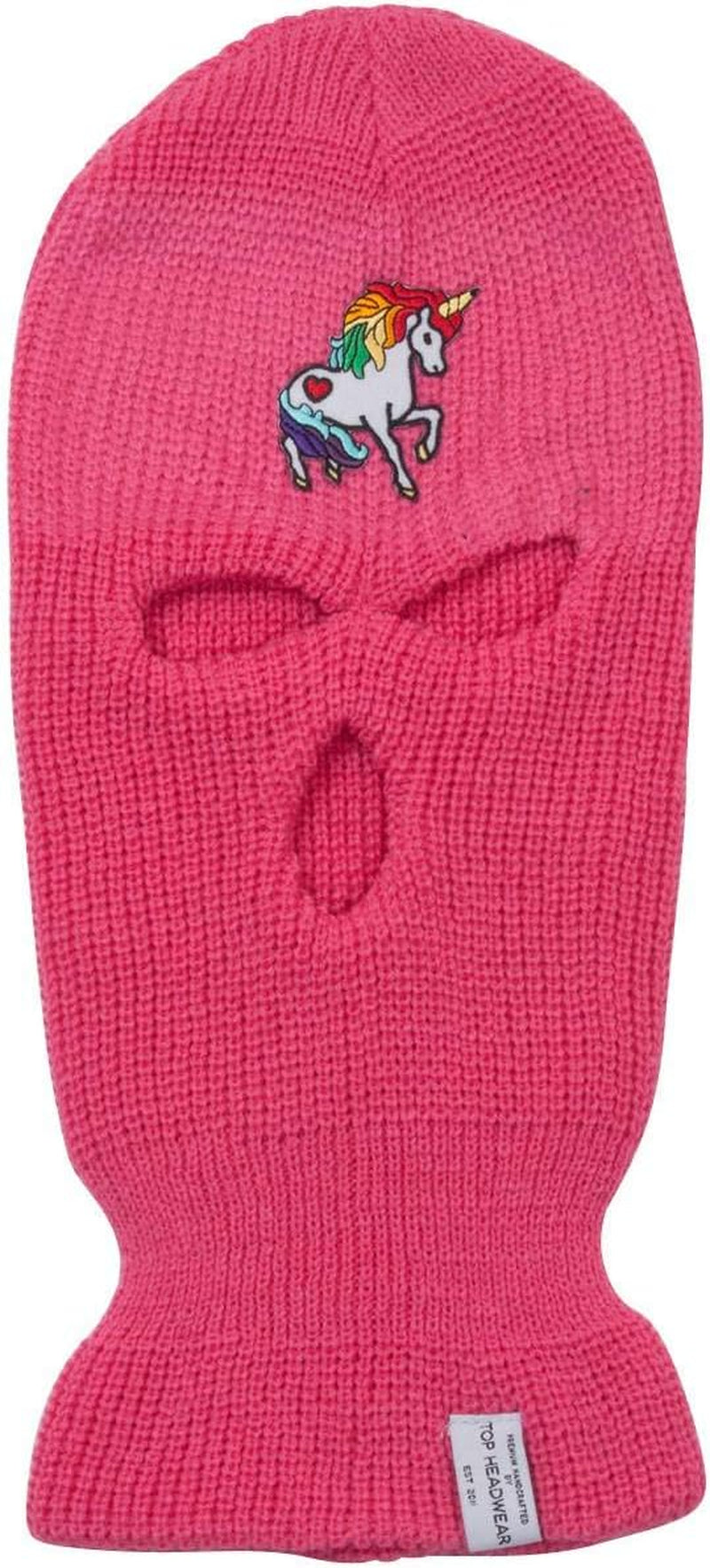 Rainbow Unicorn Ski 3 Hole Mask, Hot Pink