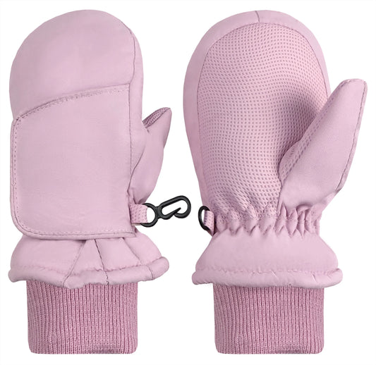 Kids Toddler Waterproof Thinsulate Mittens Winter Snow Boys Girls Easy-On Female Pink
