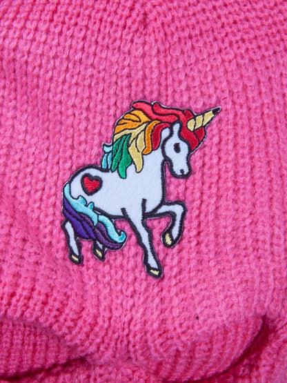 Rainbow Unicorn Ski 3 Hole Mask, Hot Pink