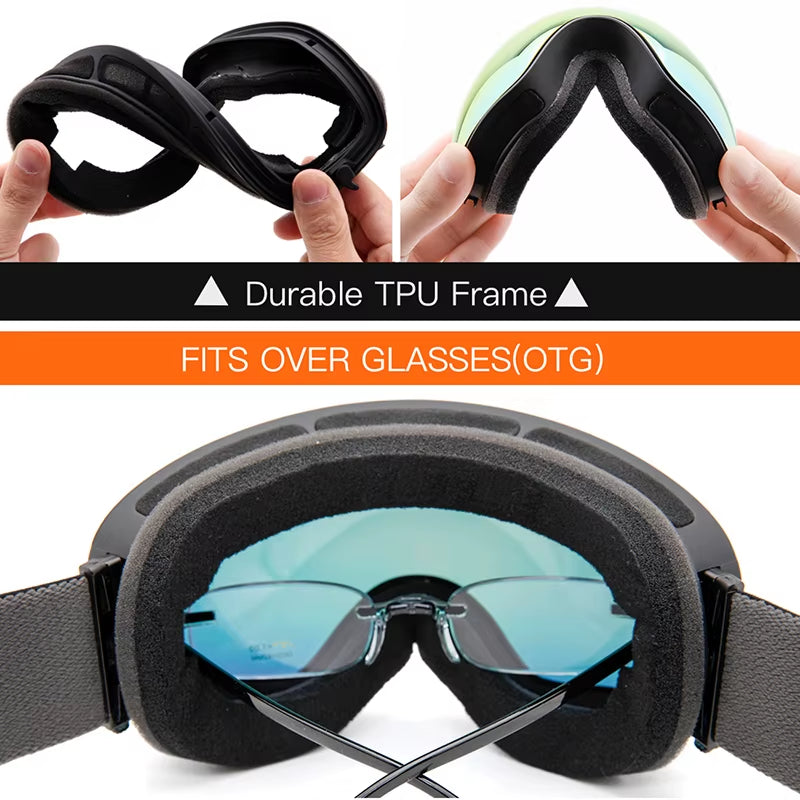 Ski Goggles,Winter Snow Sports Goggles with Anti-Fog UV Protection for Men Women Youth Interchangeable Lens - Premium Goggles
