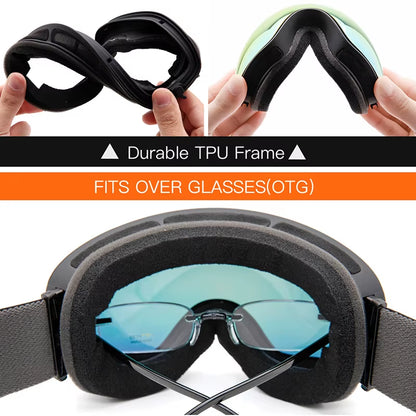 Ski Goggles,Winter Snow Sports Goggles with Anti-Fog UV Protection for Men Women Youth Interchangeable Lens - Premium Goggles