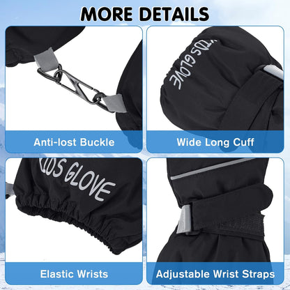 Kids Waterproof Warm Winter Ski Gloves for Boys & Girls - Sport Mittens