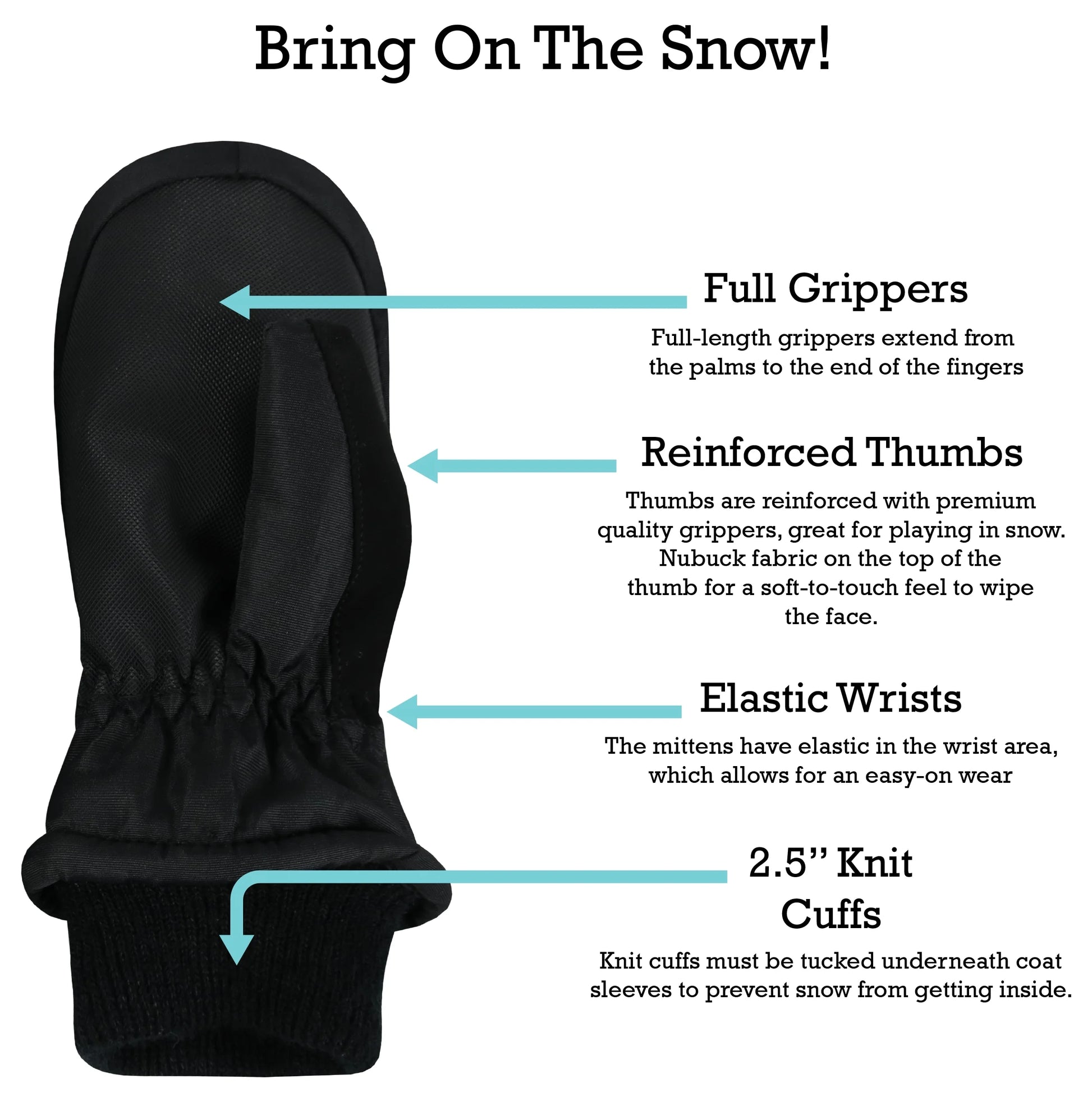 Kids Waterproof Thinsulate Mittens Skeleton Snow Winter Warm Boys Children Black