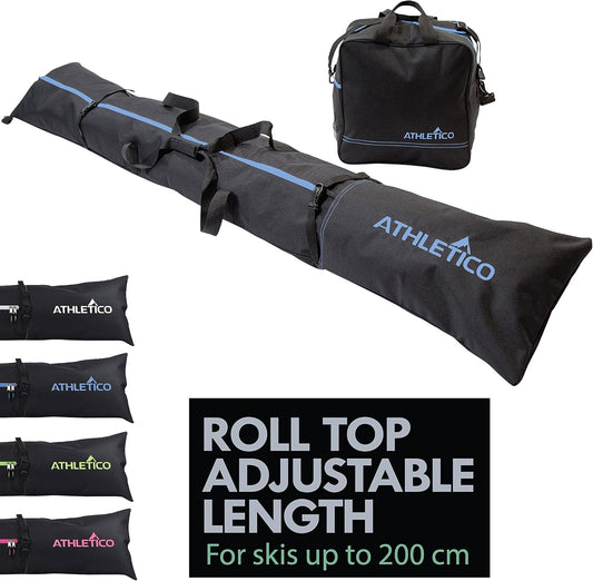 Ski Bag and Ski Boot Bag Combo - Ski Bags for Air Travel - Unpadded Snow Ski Bags Fit Skis up to 200Cm - for Men, Women, Adults, and Children