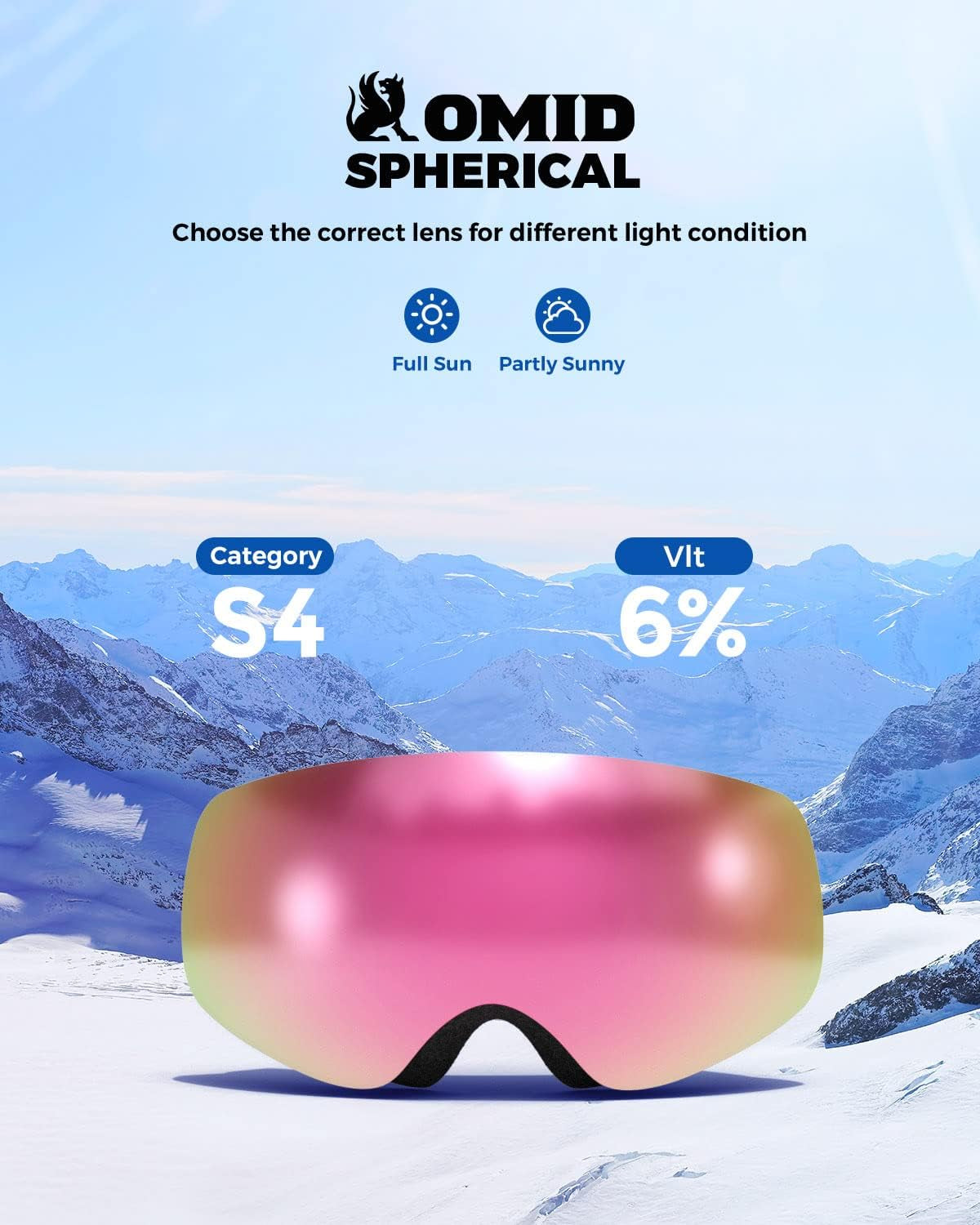 Kids Ski Goggles, Anti-Fog UV Protection Snowboard Snow Goggles Boys Girls